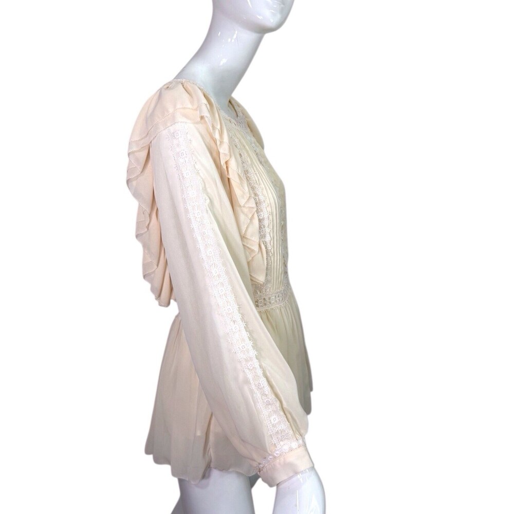 Stellah Large Romantic BOHO Lace Fairytale Detailed Fluttery Ivory Blouse Women - Picture 3 of 16